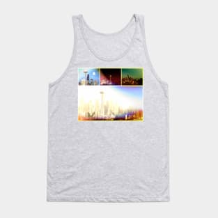 Funky Seattle Space Needle Collage in prismatic Colors Tank Top
